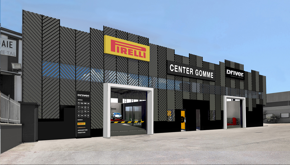 Stato di progetto della facciata del futuro Center Gomme a Montesilvano